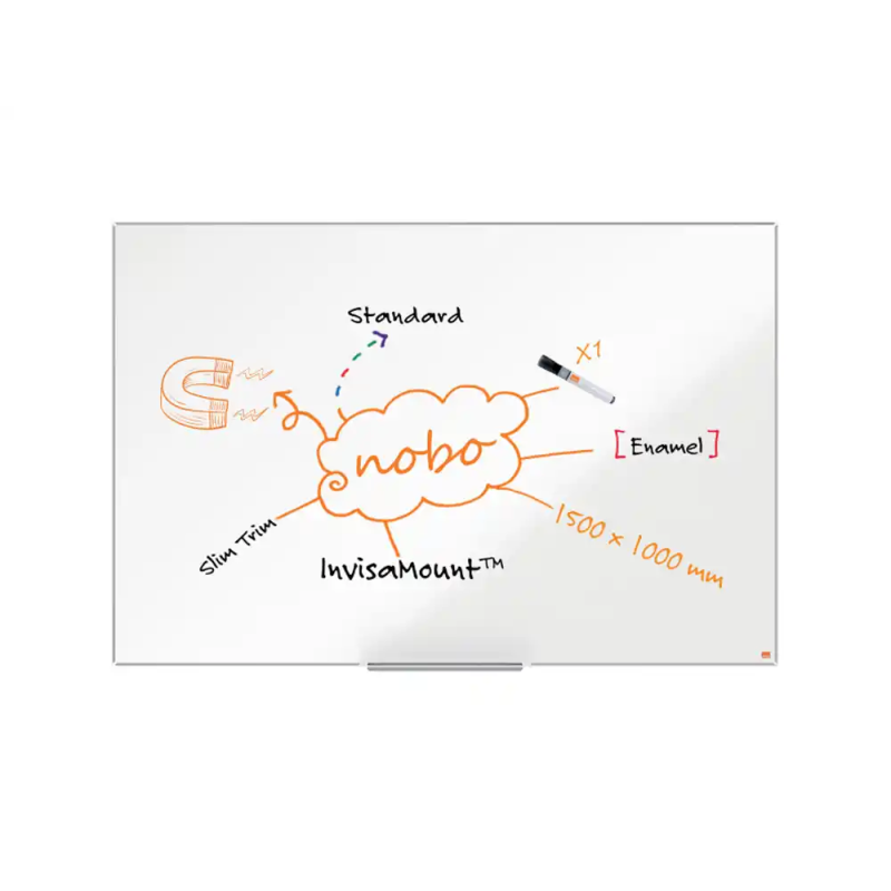 Pizarra blanca nobo impression pro acero vitrificado 150x100 cm