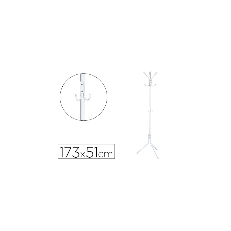 Perchero metalico q-connect blanco 8 colgadores 173x51 cm