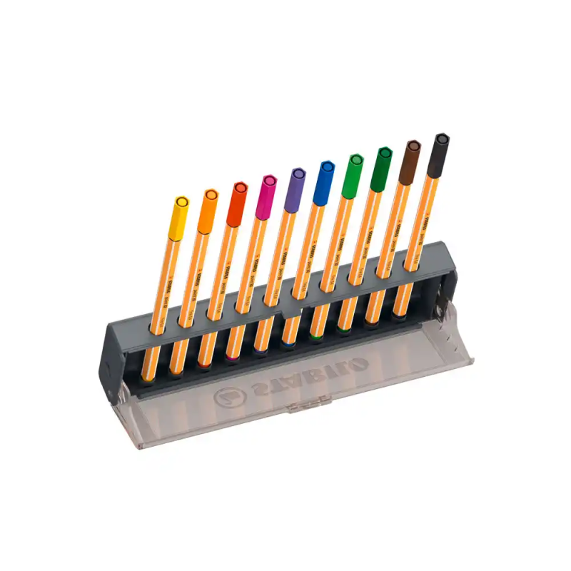 Rotulador stabilo punta de fibra point 88 estuche click set de 10 unidades colores surtidos