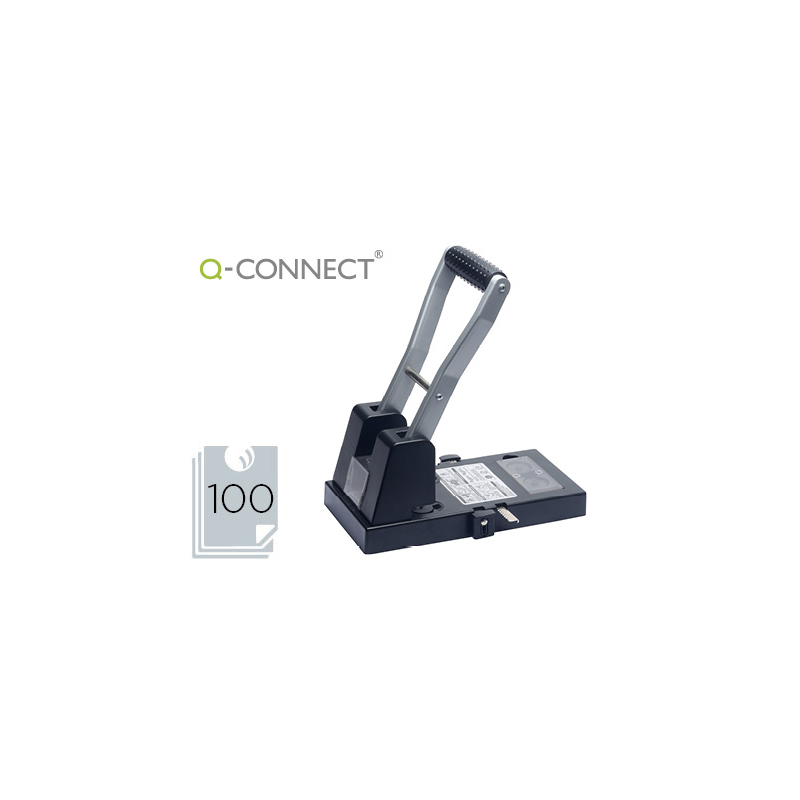 Taladrador q-connect kf18766 negro 2 taladros abertura 10 mm capacidad 100 hojas