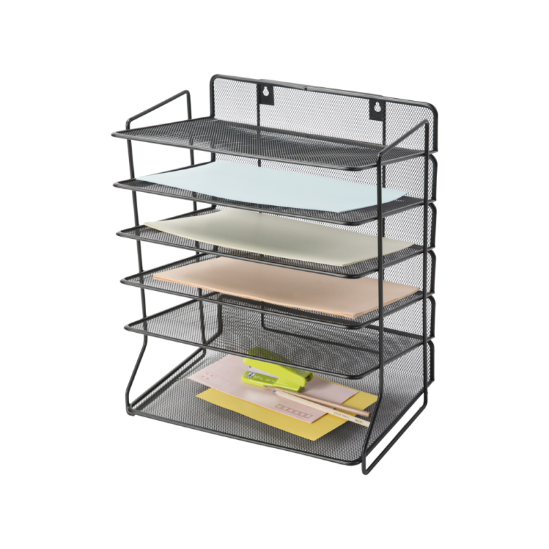 Bandeja sobremesa q-connect kf17289 metalica rejilla negra 6 bandejas 325x230x390 mm