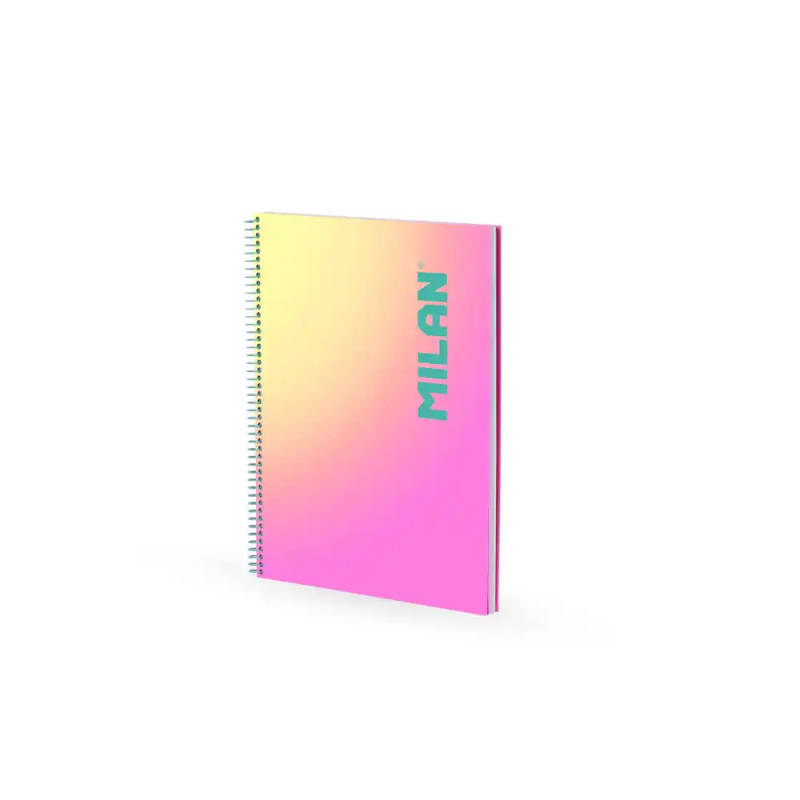 Cuaderno espiral milan coleccion sunset din a4 tapa dura 90 hojas 95 gr cuadricula 5 mm rosa