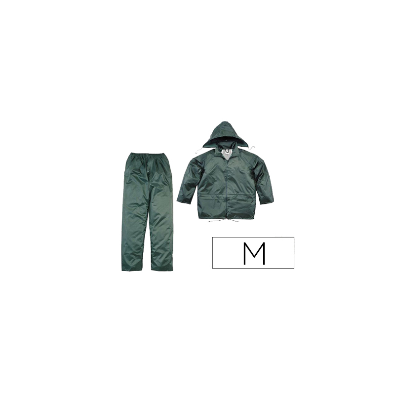 Conjunto de lluvia deltaplus 400 poliester/pvc verde talla m