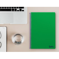 Cuaderno espiral liderpapel a4 smart tapa blanda 80h 75gr pauta 2,5mm con margen color verde