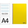 Cuaderno espiral liderpapel a4 smart tapa blanda 80h 75gr pauta 3,5mm con margen color amarillo