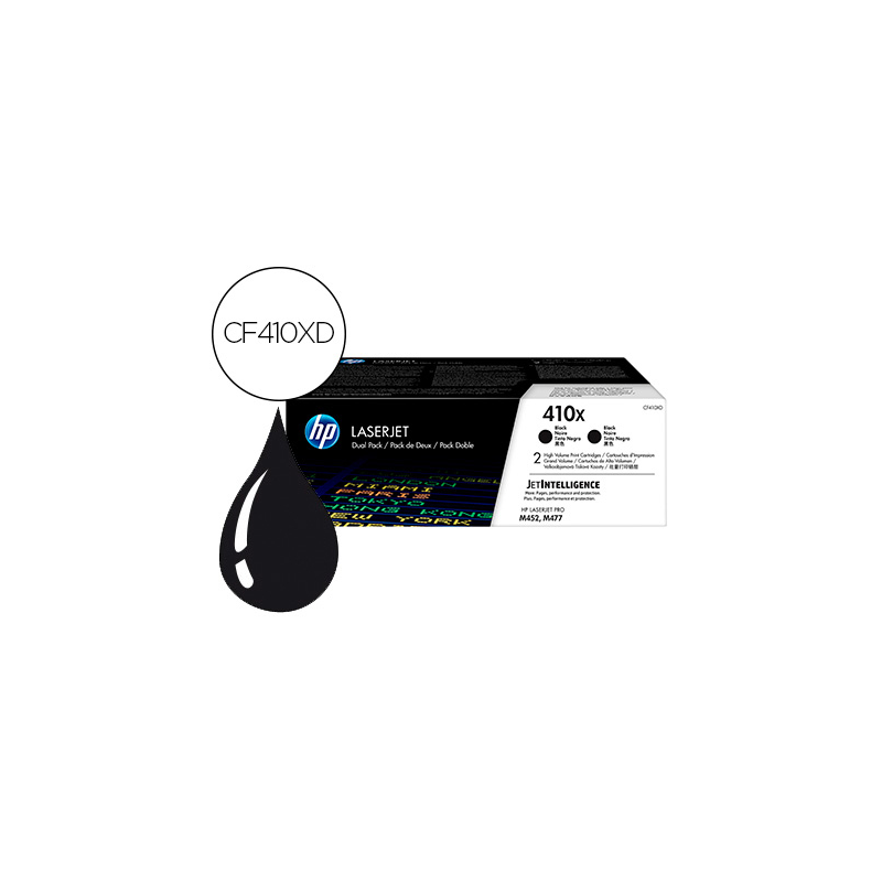 Toner hp laserjet pro 410x m452 m477 negro pack de 2 unidades 6500 paginas
