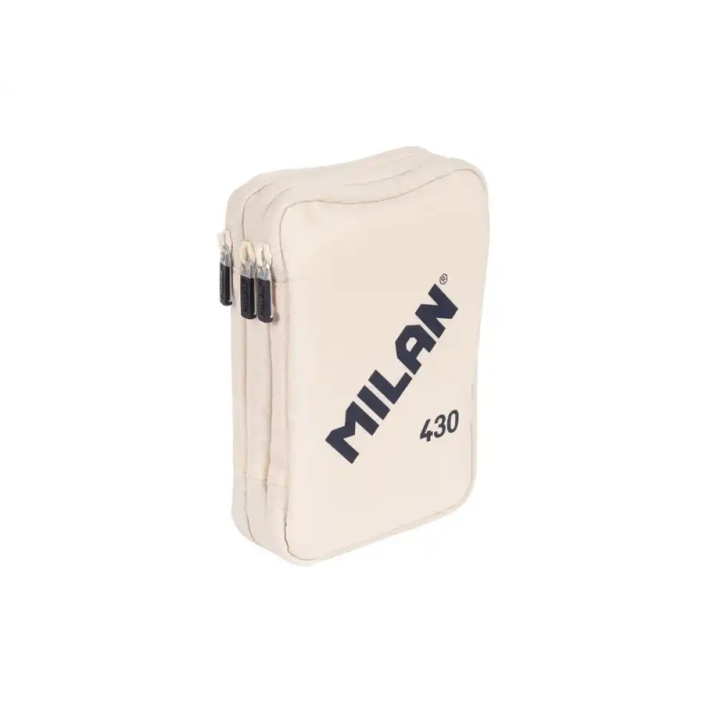 Plumier escolar milan 430 since 1918 triple cremallera con accesorios color beig 200x75x135 mm