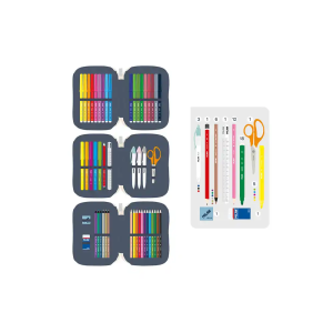 Plumier escolar milan 430 since 1918 triple cremallera con accesorios color beig 200x75x135 mm