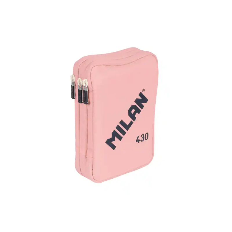 Plumier escolar milan 430 since 1918 triple cremallera con accesorios color rosa 200x75x135 mm