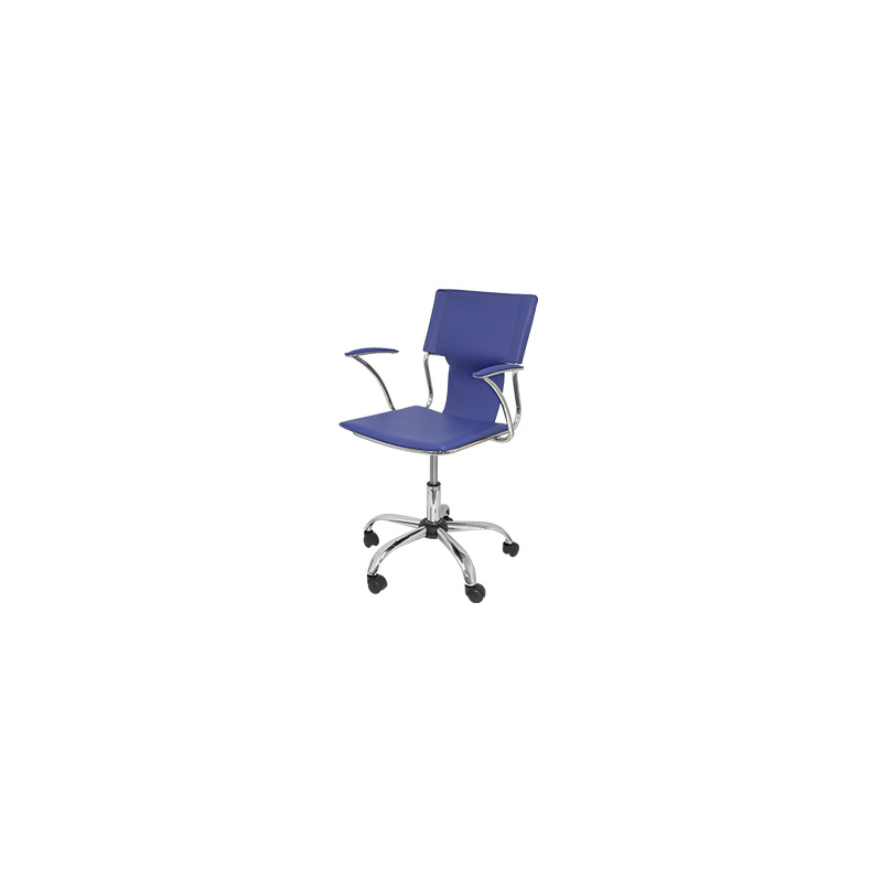 Silla giratoria pyc respaldo medio regulable en altura similpiel azul 860+90x480x440 mm