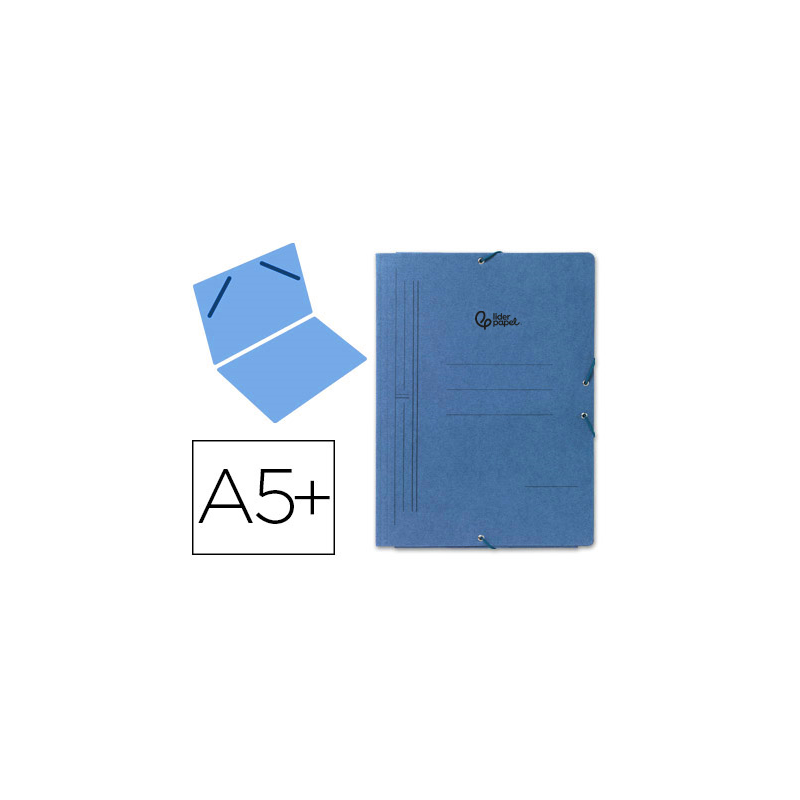 Carpeta liderpapel gomas cuarto sencilla carton pintado azul