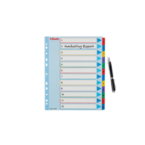 Separador numerico esselte cartulina borra y escribe 1-12 juego de 12 separadores din a4 multitaladro