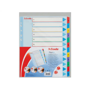 Separador numerico esselte cartulina borra y escribe 1-12 juego de 12 separadores din a4 multitaladro