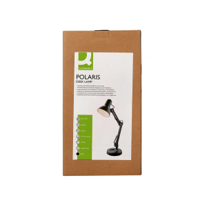 Lampara de escritorio q-connect polaris metalica coninterruptor brazo doble 3 articulaciones color negro