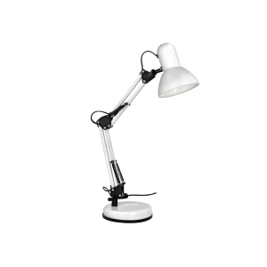 Lampara de escritorio q-connect polaris metalica coninterruptor brazo doble 3 articulaciones color blanco
