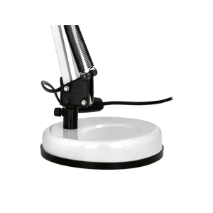 Lampara de escritorio q-connect polaris metalica coninterruptor brazo doble 3 articulaciones color blanco