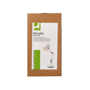 Lampara de escritorio q-connect polaris metalica coninterruptor brazo doble 3 articulaciones color blanco