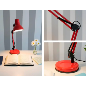 Lampara de escritorio q-connect polaris metalica coninterruptor brazo doble 3 articulaciones color rojo