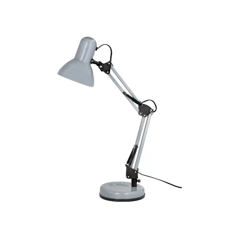 Lampara de escritorio q-connect polaris metalica coninterruptor brazo doble 3 articulaciones color plata