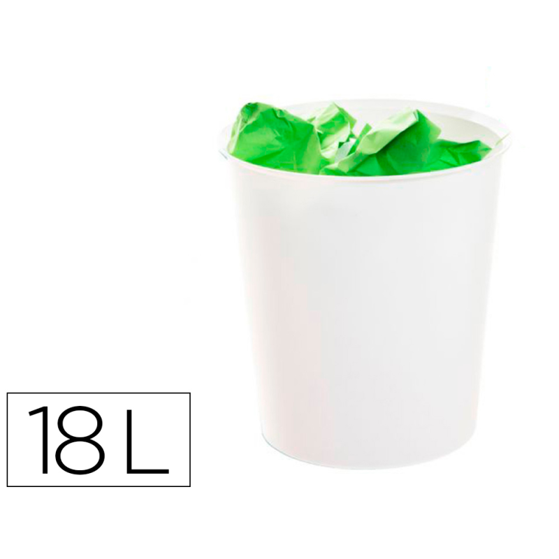 Papelera plastico archivo 2000 ecogreen 100% reciclada 18 litros color blanco pastel 290x310 mm