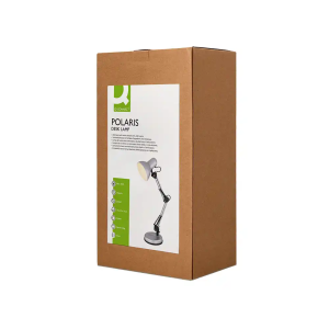 Lampara de escritorio q-connect polaris metalica coninterruptor brazo doble 3 articulaciones color plata