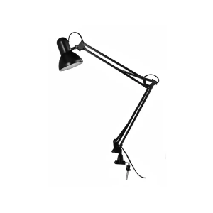 Lampara de escritorio q-connect antares metalica conpinza interruptor brazo doble 3 articulaciones color negro