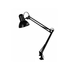 Lampara de escritorio q-connect antares metalica conpinza interruptor brazo doble 3 articulaciones color negro