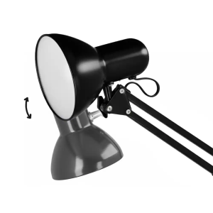 Lampara de escritorio q-connect antares metalica conpinza interruptor brazo doble 3 articulaciones color negro