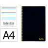 Cuaderno espiral liderpapel a4 smart tapa blanda 80h 75gr pauta 3,5mm con margen color negro