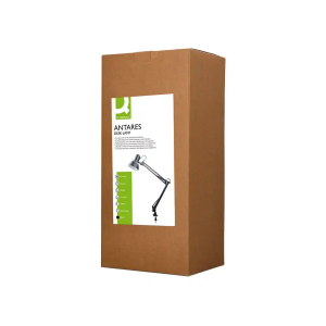 Lampara de escritorio q-connect antares metalica conpinza interruptor brazo doble 3 articulaciones color negro