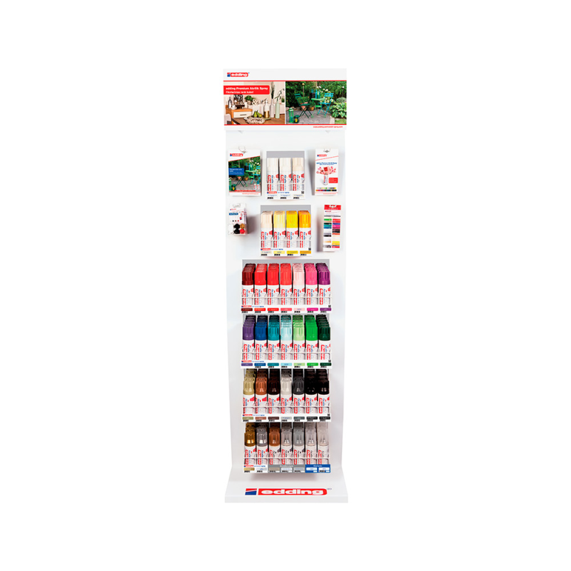 Pintura acrilica edding 5200 permanente spray bote 200 ml expositor de 24 unidades colores surtidos