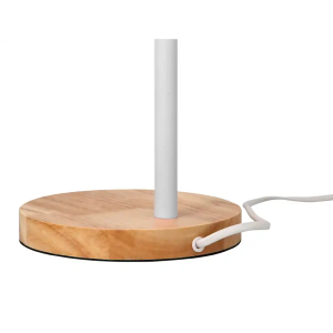 Lampara de escritorio q-connect orion metalica con detalles de madera brazo flexible color blanco
