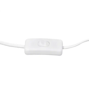 Lampara de escritorio q-connect orion metalica con detalles de madera brazo flexible color blanco