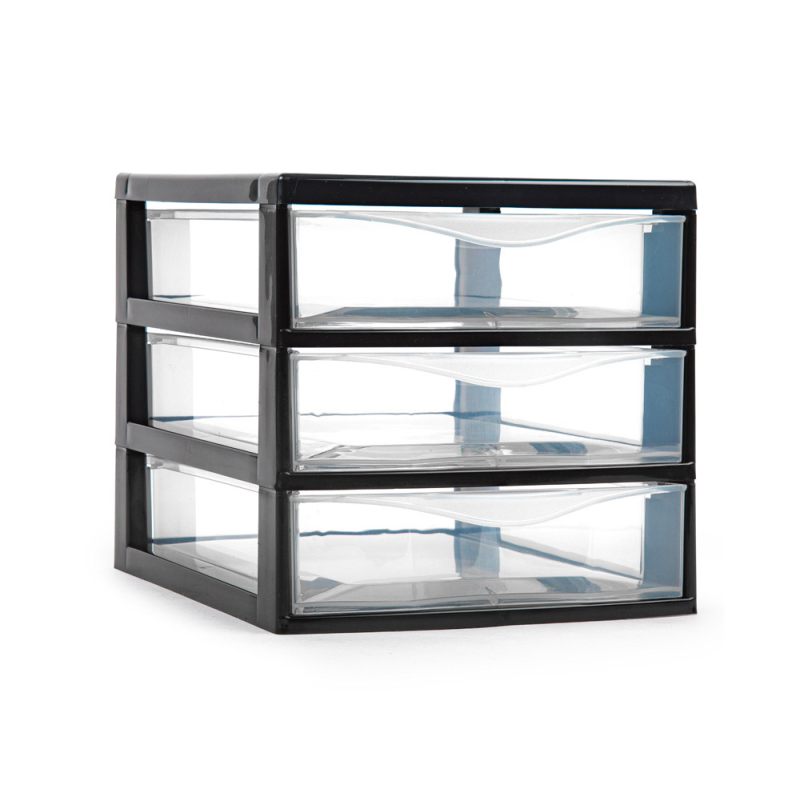 Cajonera plastiforte tajo 3 cajones color negro 180x230x170 mm