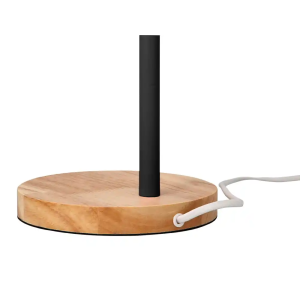 Lampara de escritorio q-connect orion metalica con detalles de madera brazo flexible color negro