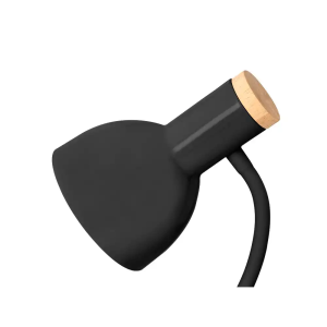 Lampara de escritorio q-connect orion metalica con detalles de madera brazo flexible color negro