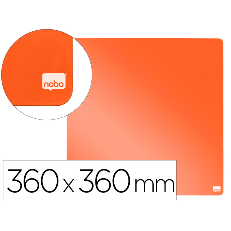 Pizarra nobo magnetica para el hogar color naranja 360x360 mm