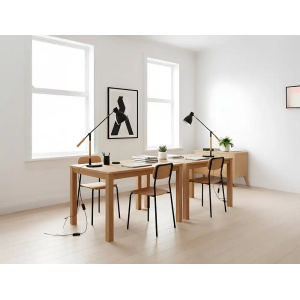 Lampara de escritorio q-connect deneb metalica con detalles de madera interruptor2 articulaciones color negro