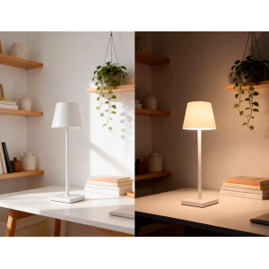 Lampara de escritorio q-connect nova led 2w 200 lm metalica tactil recargable usb-c color blanco