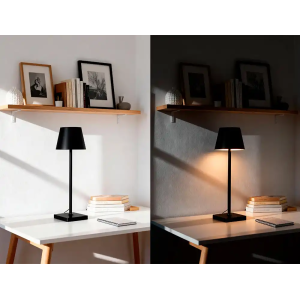 Lampara de escritorio q-connect nova led 2w 200 lm metalica tactil recargable usb-c color negro