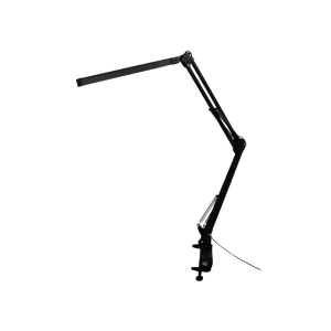 Lampara de escritorio q-connect rigel led 8w 320 lm aluminio con pinza brazo doble3 articulaciones color negro