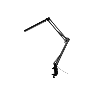 Lampara de escritorio q-connect rigel led 8w 320 lm aluminio con pinza brazo doble3 articulaciones color negro