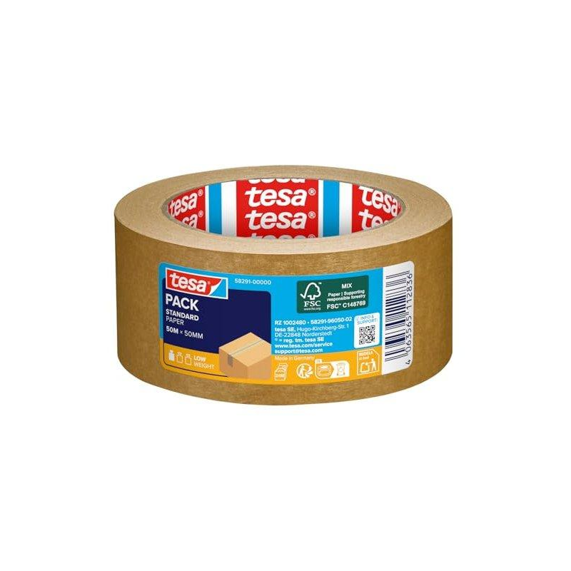 Cinta adhesiva tesa eco papel color kraft 50 mt x 50 mm para embalaje