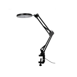 Lampara de escritorio q-connect hadar led 8w 380lm aluminio con pinza y lupa brazo doble color negro