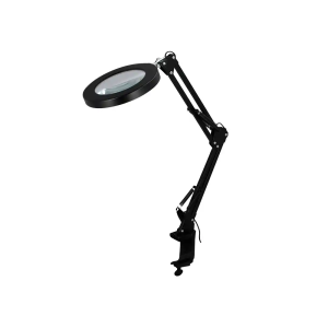 Lampara de escritorio q-connect hadar led 8w 380lm aluminio con pinza y lupa brazo doble color negro