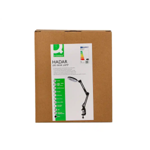 Lampara de escritorio q-connect hadar led 8w 380lm aluminio con pinza y lupa brazo doble color negro
