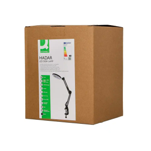Lampara de escritorio q-connect hadar led 8w 380lm aluminio con pinza y lupa brazo doble color negro