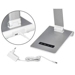 Lampara de escritorio q-connect sirio led 13w 800 lmtactil 3 niveles de color brillo regulable color plata