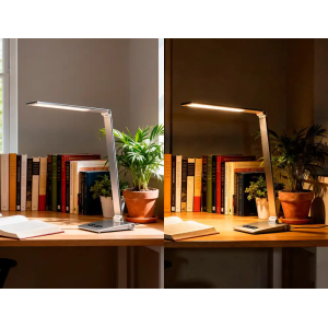 Lampara de escritorio q-connect sirio led 13w 800 lmtactil 3 niveles de color brillo regulable color plata