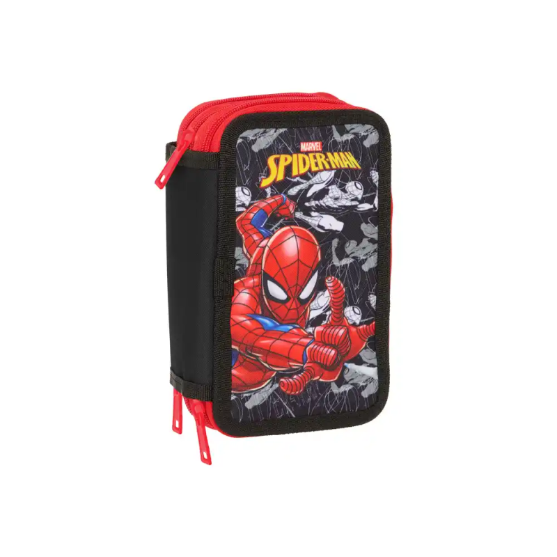 Plumier escolar safta triple 37 piezas spider-man 195x125x55 mm